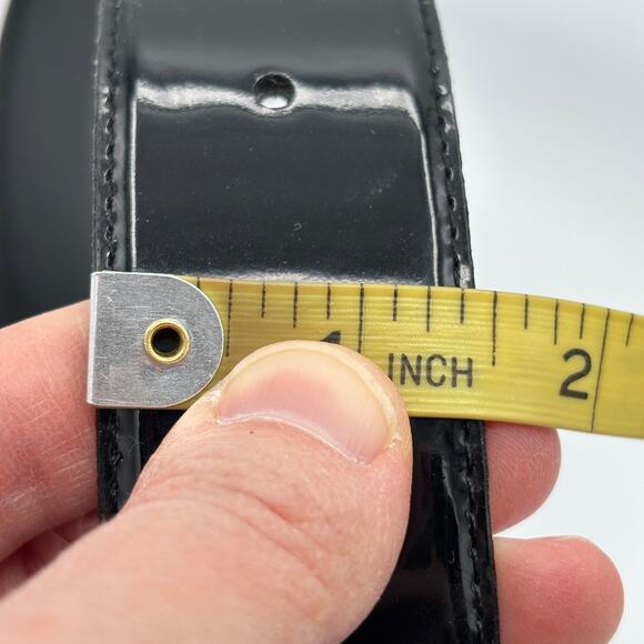 Black Patent Leather Belt - Crescent Buckle- size Medium - no brand main image 4